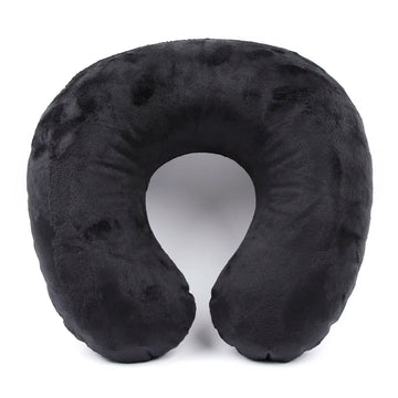 Qfdian Flocking Plush Fabric Cover Inflatable Pillow Outdoor Travel Cushion U-Shaped Pillow Neck Pillow Travel Accessories Nap Pillow